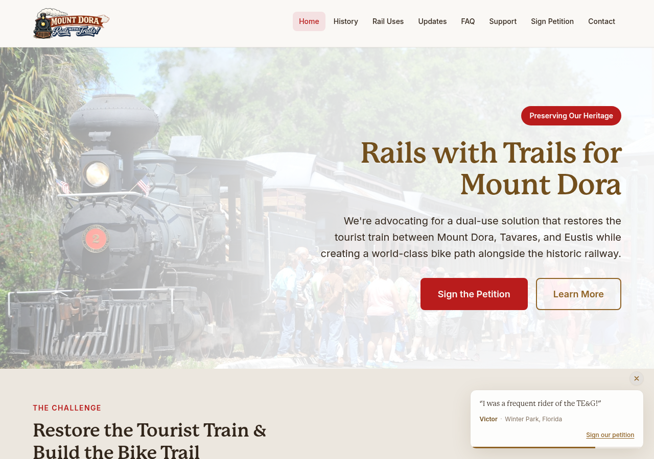 Mount Dora Rail website